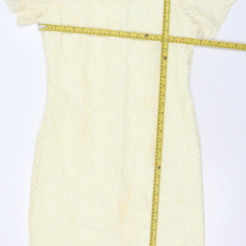 Classics Women’s Ivory Lace Sheath Dress Size 14 Knee Length Wedding Party