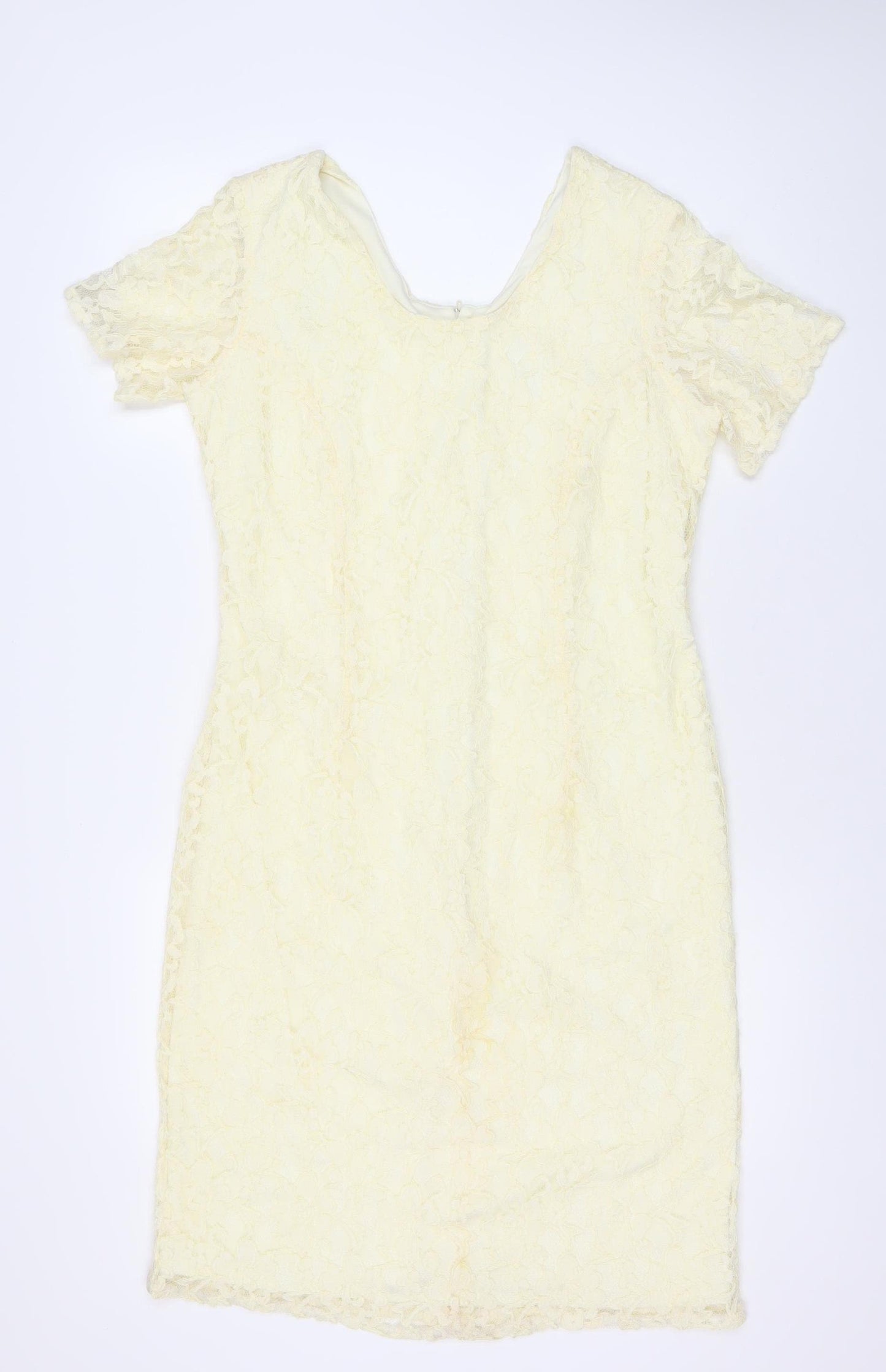 Classics Women’s Ivory Lace Sheath Dress Size 14 Knee Length Wedding Party