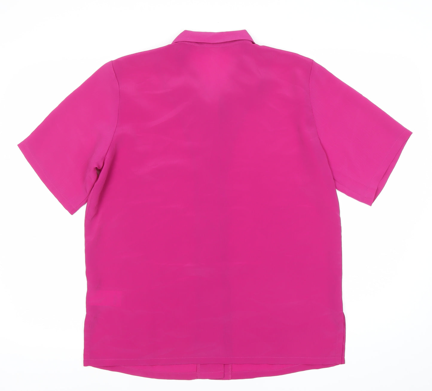 Damart Women’s Pink Button-Up Shirt Size 14 Short Sleeve Polyester