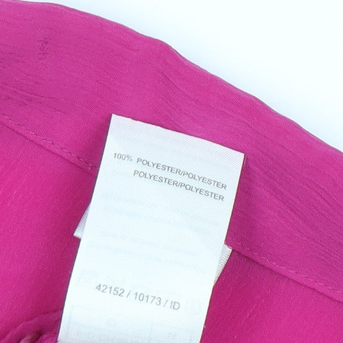 Damart Women’s Pink Button-Up Shirt Size 14 Short Sleeve Polyester