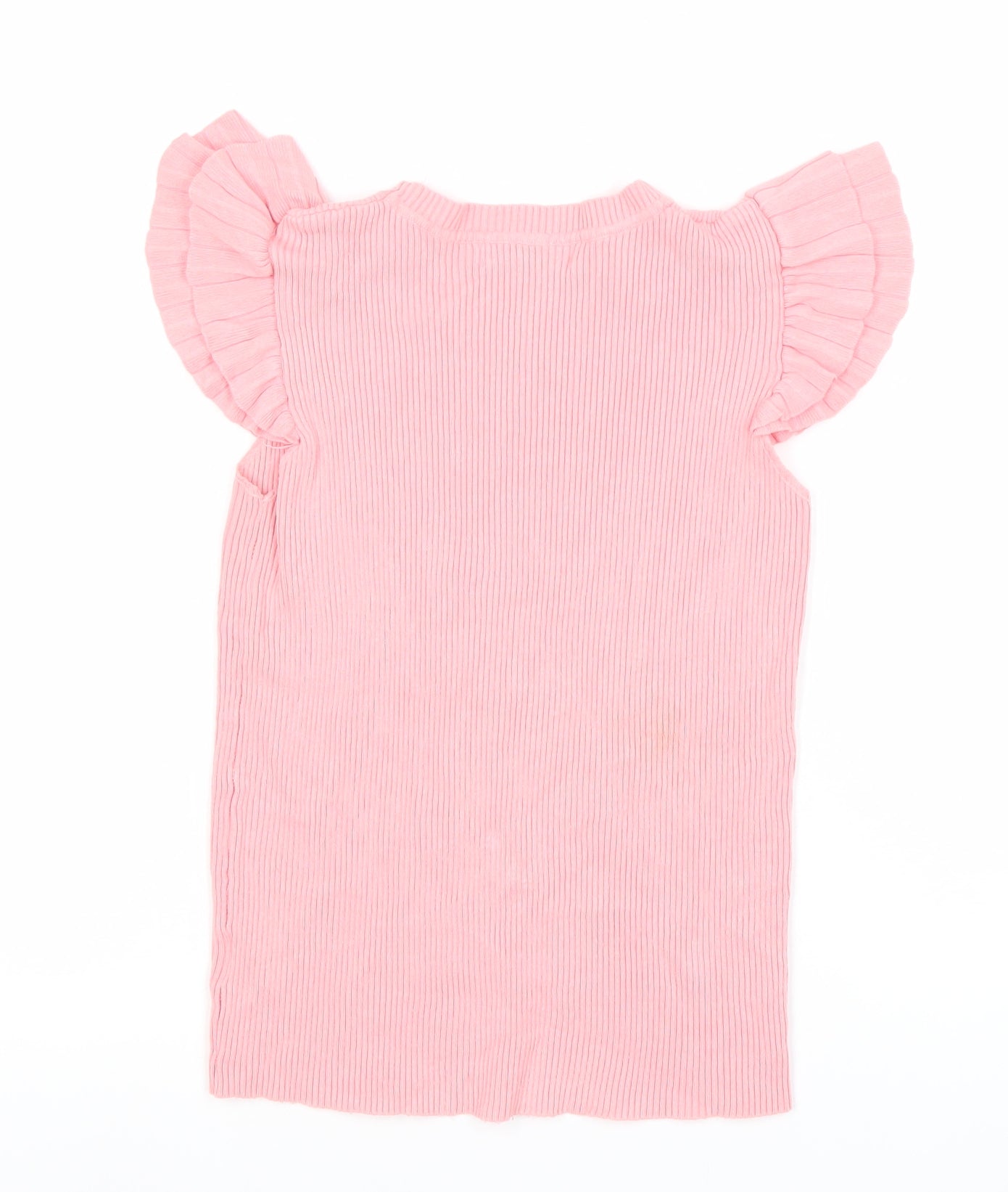 By Clara Women’s Pink Ruffle Sleeve Knit T-Shirt M
