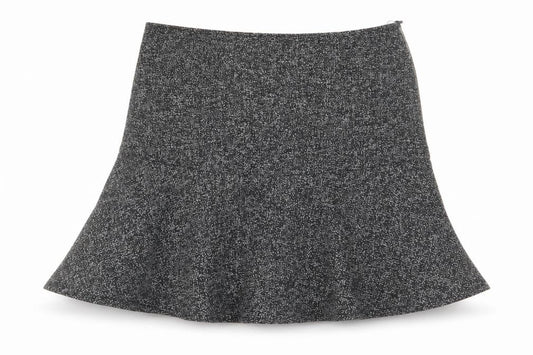 Front view of TREE BY DOTORI Women’s Grey Tweed Flare Skirt, size M, Knee Length