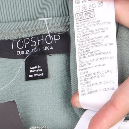 Topshop Women Green Lace Off Shoulder Bodysuit UK 4 Slim Fit
