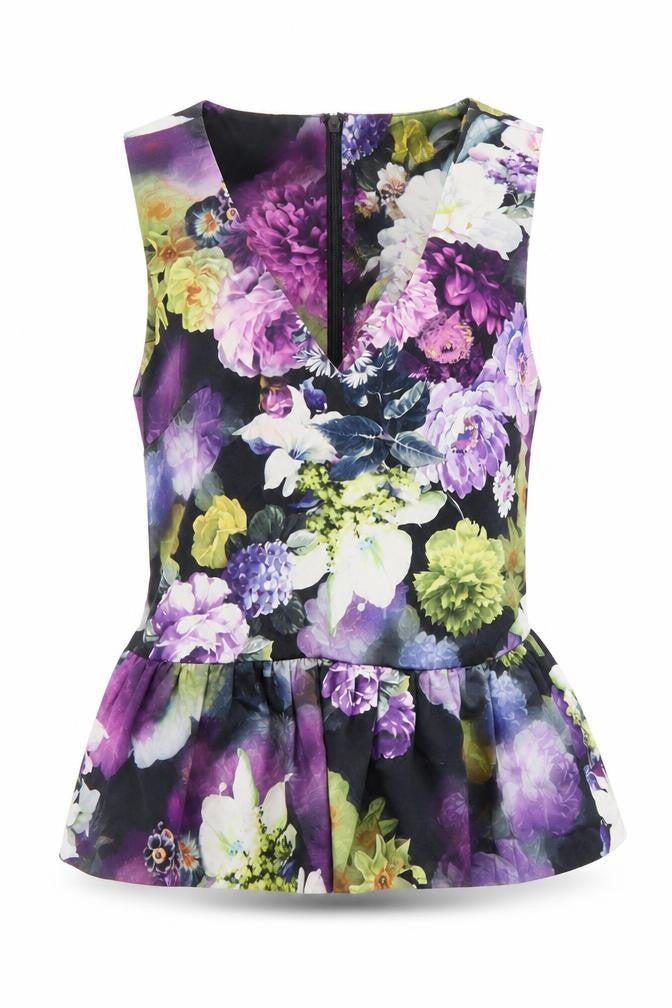 ASOS Petite Womens Multicoloured Floral Peplum Blouse UK 10