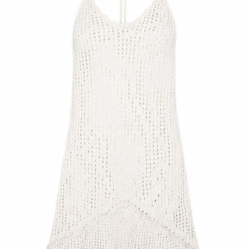 Stradivarius Women Ivory Crochet Slip Dress Size 12 Summer Beachwear