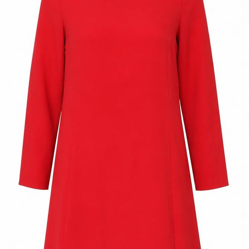 Zara Women Red Knee Length Shift Dress Size M Long Sleeve