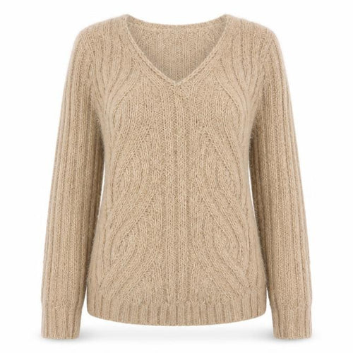 Marks and Spencer Women’s Beige V-Neck Cable Knit Jumper M