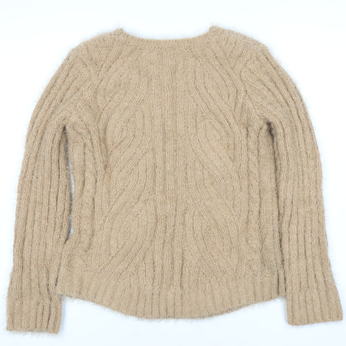 Marks and Spencer Women’s Beige V-Neck Cable Knit Jumper M