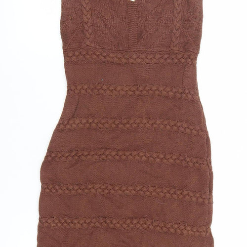 Here Comes the Sun Women's Brown Size 10 Bodycon Knit Mini Dress