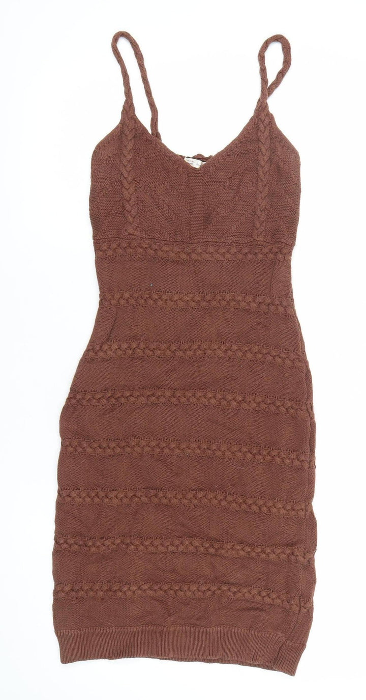 Here Comes the Sun Women's Brown Size 10 Bodycon Knit Mini Dress