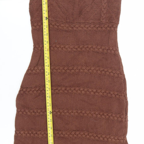 Here Comes the Sun Women's Brown Size 10 Bodycon Knit Mini Dress