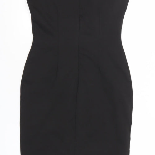 BHS Womens Black Grey Lace Sheath Knee Length Dress Size 8