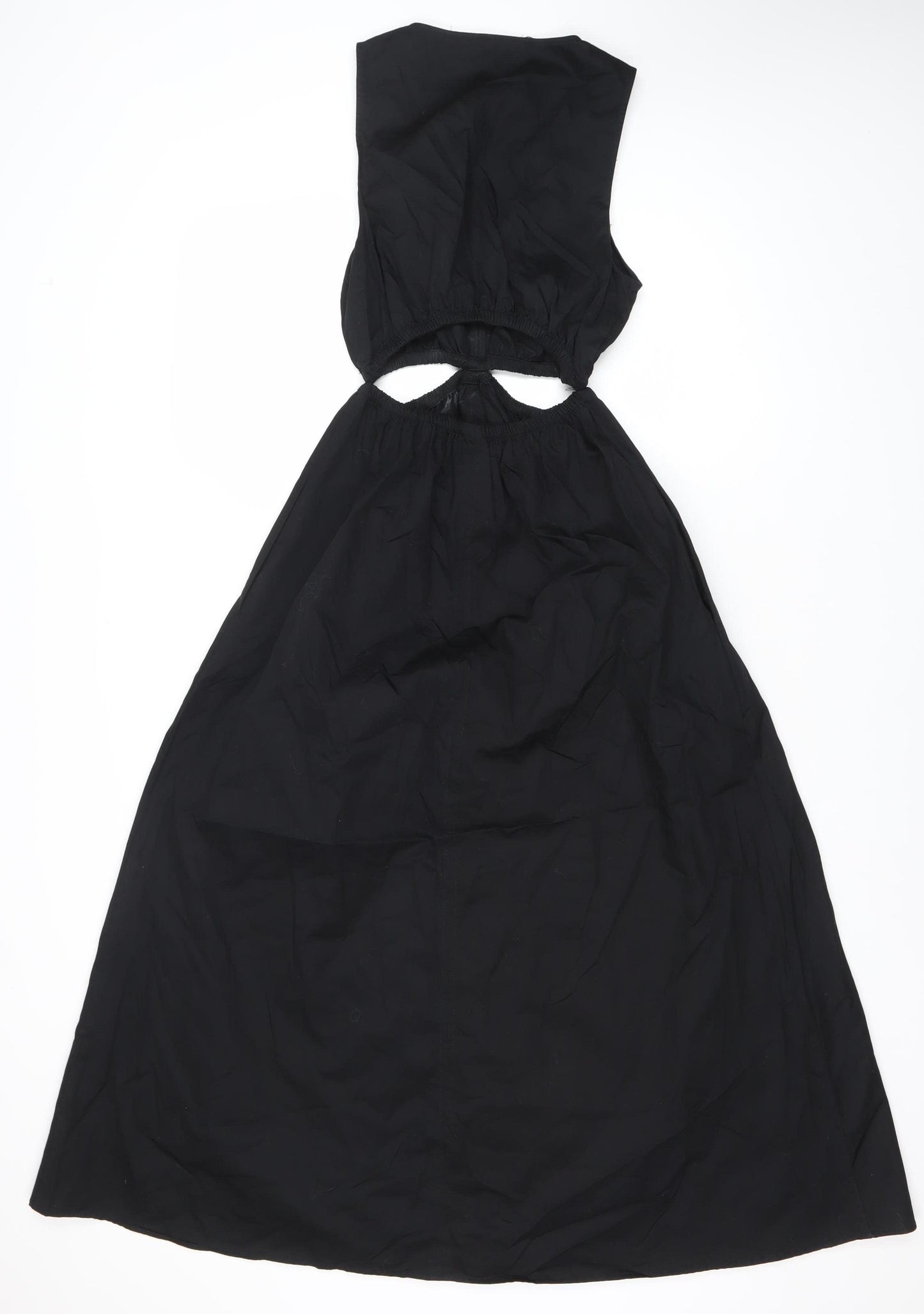 Zara Women’s Black XS Halter Cut Out Midi A-Line Cotton Party Dress