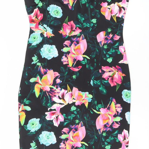 Red Herring Women’s Multicoloured Floral Bodycon Dress Size 12 One Shoulder