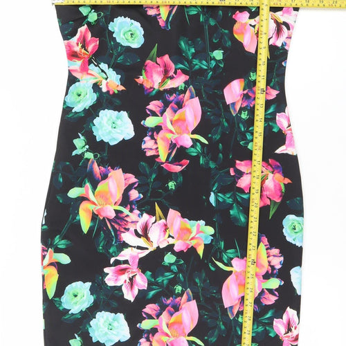 Red Herring Women’s Multicoloured Floral Bodycon Dress Size 12 One Shoulder