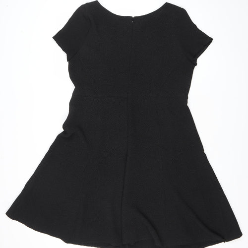 Marks and Spencer Womens Black Size 14 A-Line Dress Short Sleeve Scoop Neck