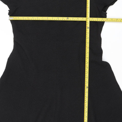 Marks and Spencer Womens Black Size 14 A-Line Dress Short Sleeve Scoop Neck