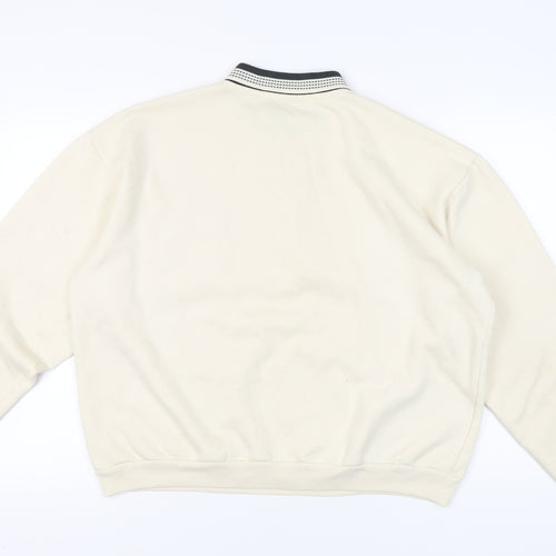 Lupa Men’s Beige XL Collared Henley Sweatshirt Embroidered Pocket