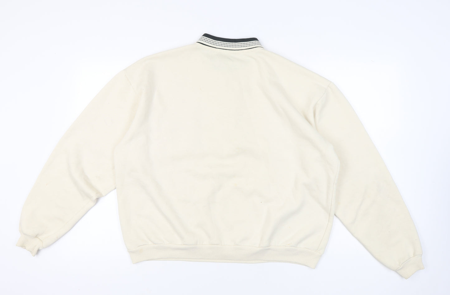 Lupa Men’s Beige XL Collared Henley Sweatshirt Embroidered Pocket