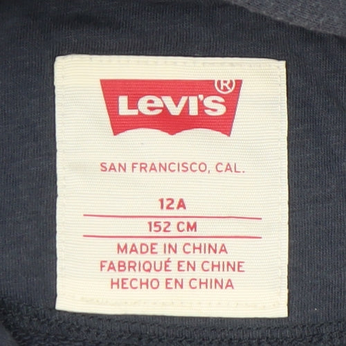 Levi's Boys Blue Pullover Hoodie 12 Years Logo Graphic Cotton Blend