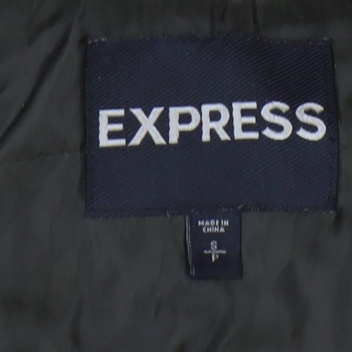 Express Women's Green Parka Coat Faux Fur Hood Size S Wool Blend