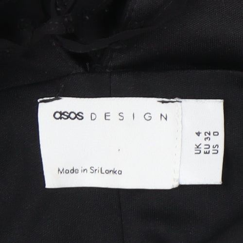 ASOS DESIGN Women’s Black Size 4 Short A-Line Lace Up Dress