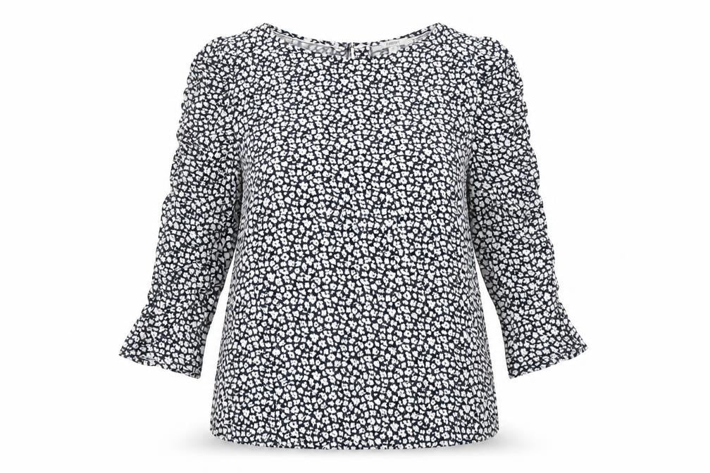 Esprit Women’s Blue Floral Blouse M 3/4 Sleeve Viscose