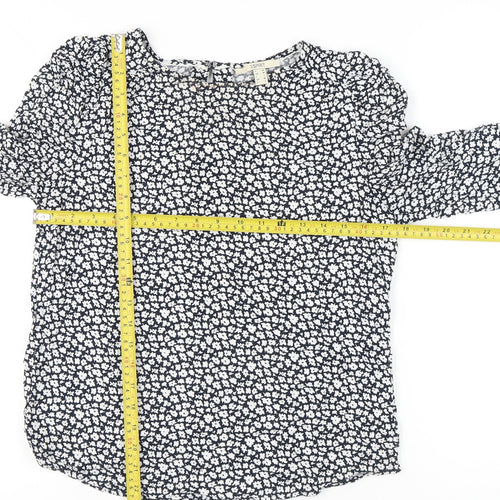 Esprit Women’s Blue Floral Blouse M 3/4 Sleeve Viscose
