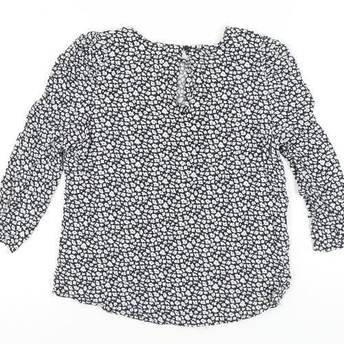 Esprit Women’s Blue Floral Blouse M 3/4 Sleeve Viscose