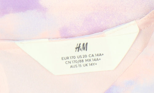 H&M Girls Multicoloured Tie Dye Skater Dress 14 Years Flutter Sleeve