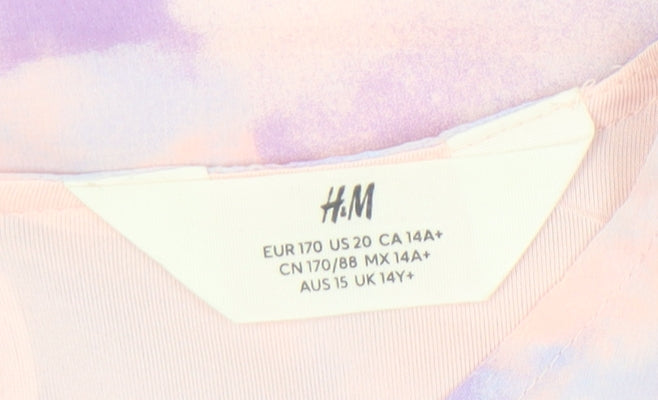 H&M Girls Multicoloured Tie Dye Skater Dress 14 Years Flutter Sleeve