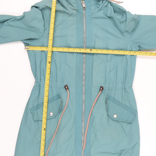 Mantaray Women’s Blue Parka Coat Size 12 Hooded Mid-Length Casual