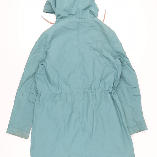 Mantaray Women’s Blue Parka Coat Size 12 Hooded Mid-Length Casual