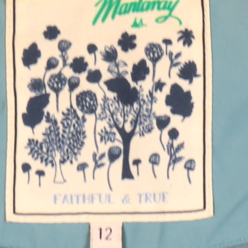 Mantaray Women’s Blue Parka Coat Size 12 Hooded Mid-Length Casual