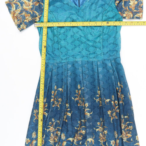 Tenki Women’s Blue Floral Fit & Flare Dress Size 8