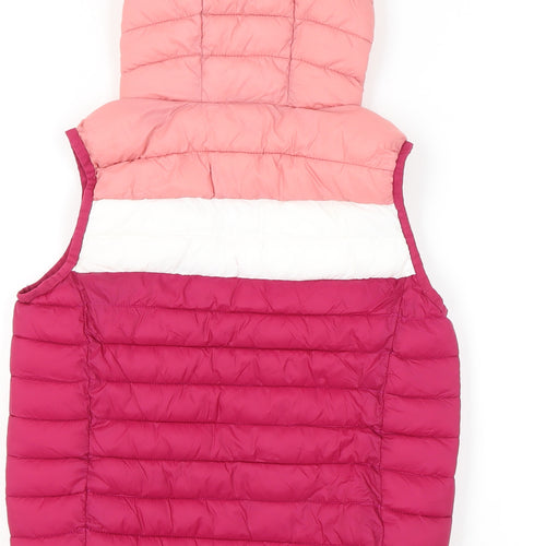 TOG24 Girls Pink White Red Puffer Hooded Waistcoat 10-11 Years