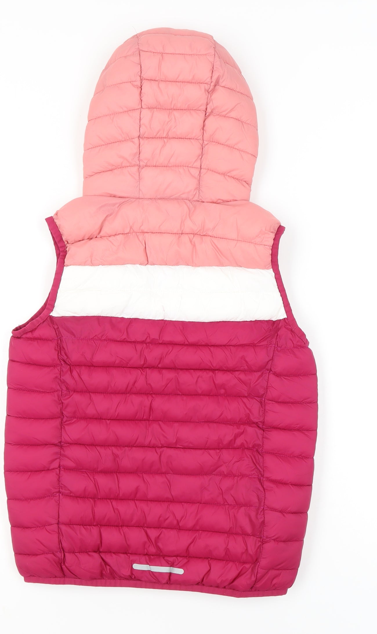 TOG24 Girls Pink White Red Puffer Hooded Waistcoat 10-11 Years