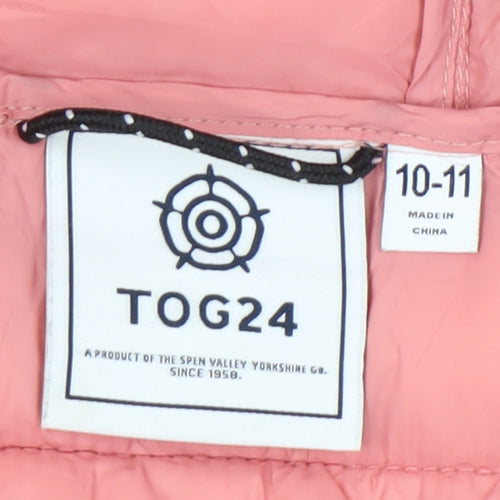 TOG24 Girls Pink White Red Puffer Hooded Waistcoat 10-11 Years