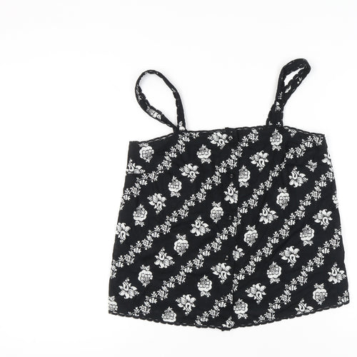 Marks and Spencer Womens Black Floral Cotton Camisole Top Size 12