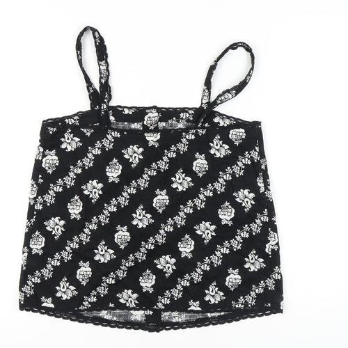 Marks and Spencer Womens Black Floral Cotton Camisole Top Size 12