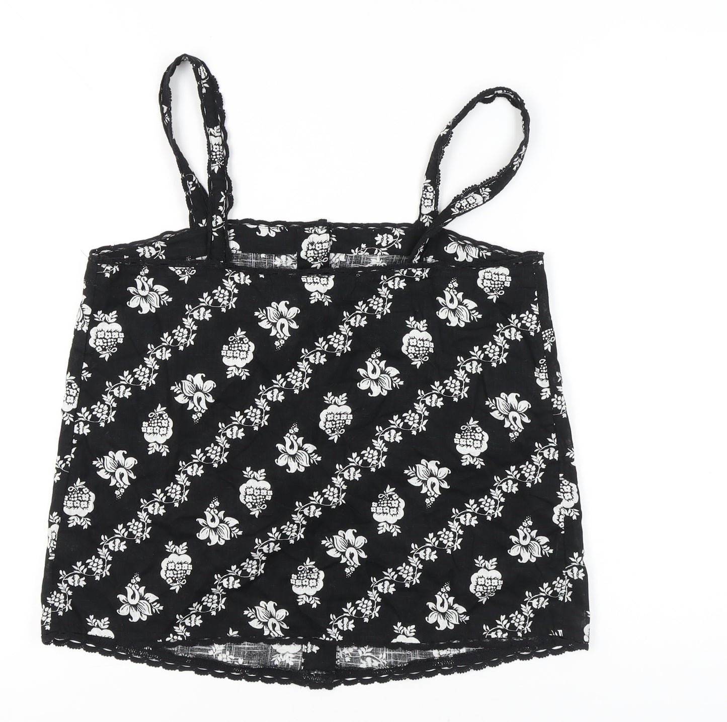 Marks and Spencer Womens Black Floral Cotton Camisole Top Size 12
