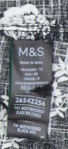 Marks and Spencer Womens Black Floral Cotton Camisole Top Size 12