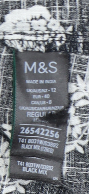 Marks and Spencer Womens Black Floral Cotton Camisole Top Size 12
