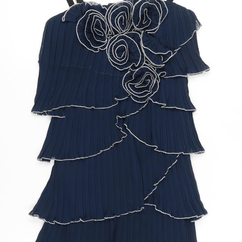 River Island Womens Blue Size 10 Shift Ruffle Cocktail Dress