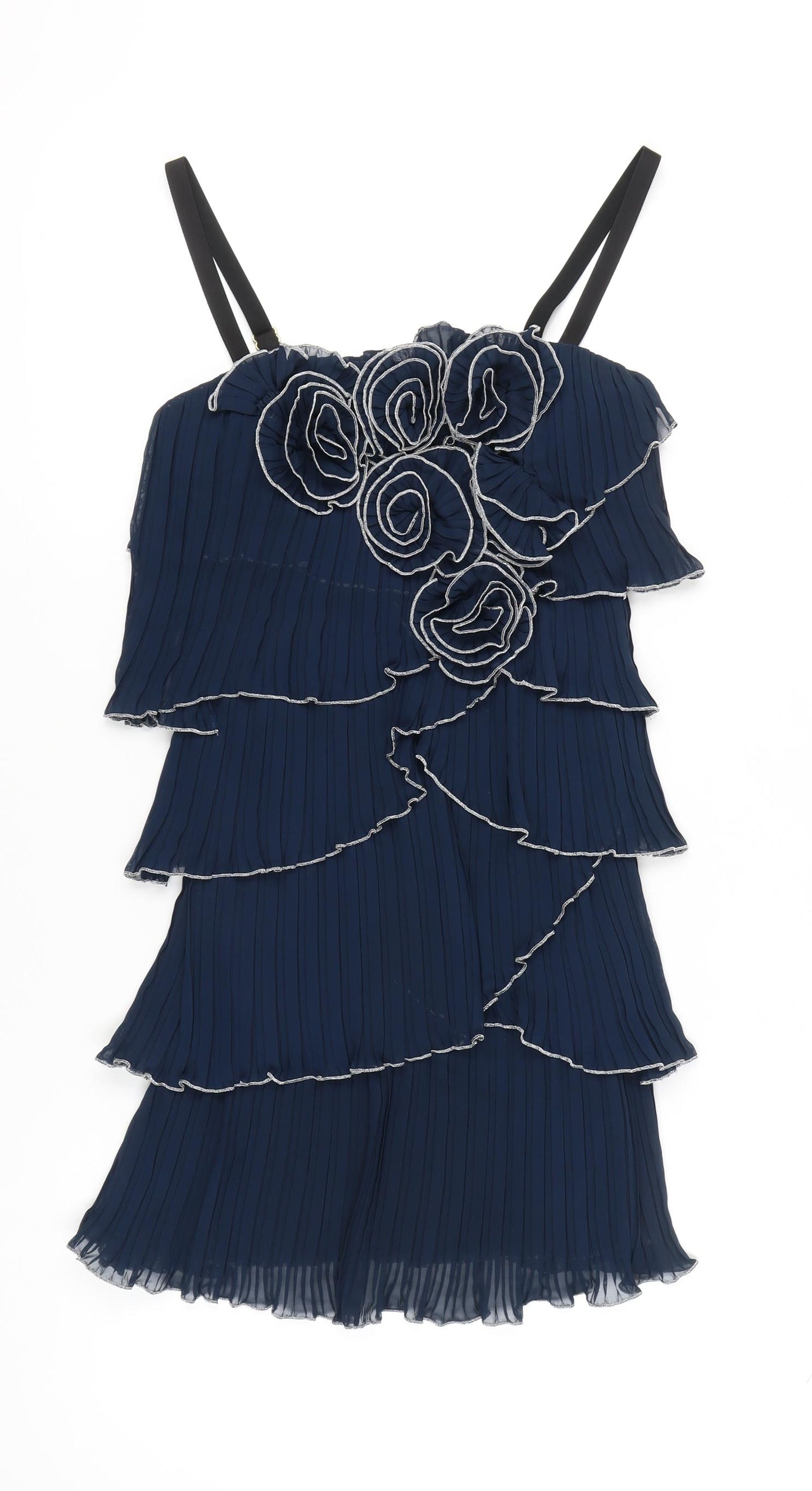 River Island Womens Blue Size 10 Shift Ruffle Cocktail Dress