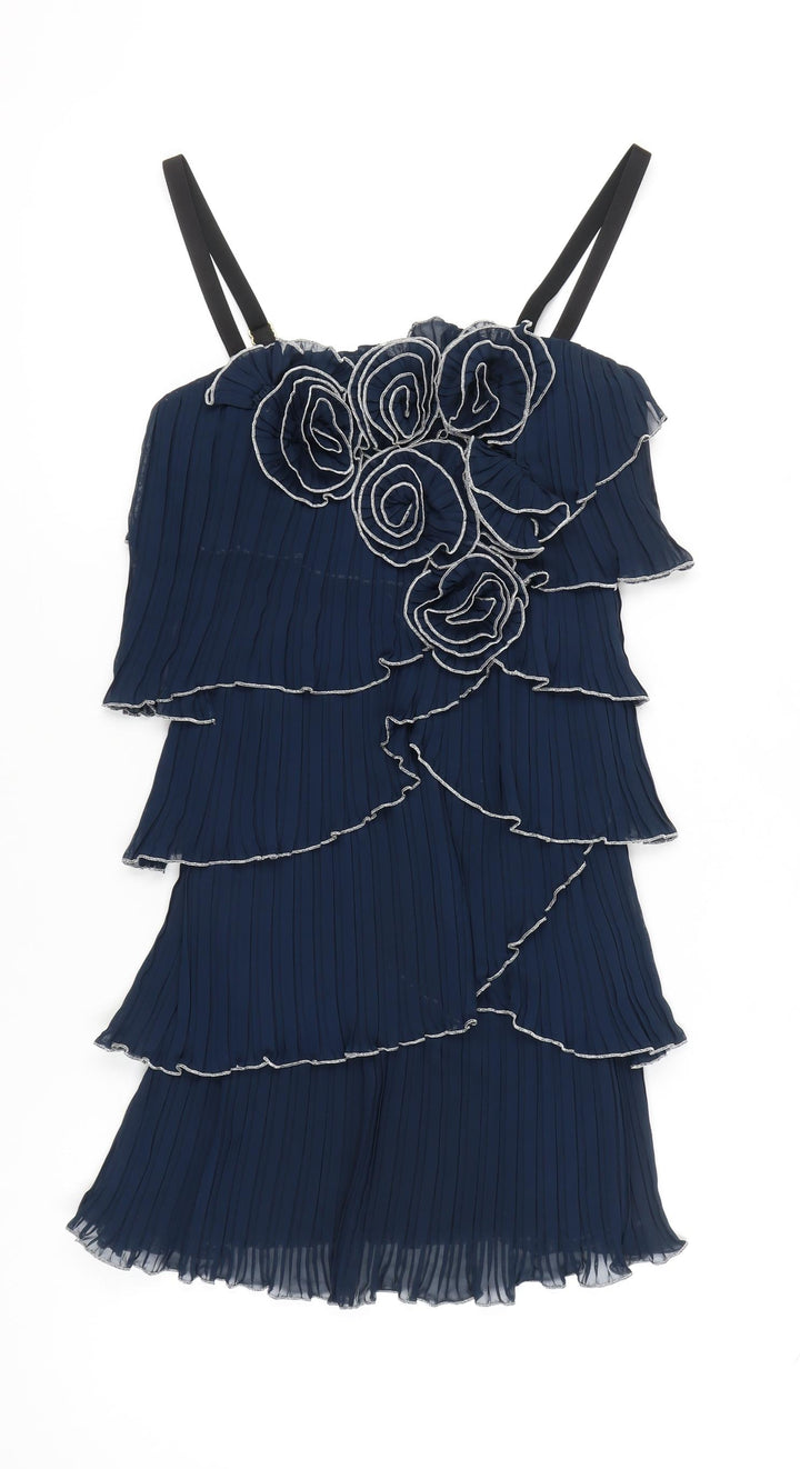 River Island Womens Blue Size 10 Shift Ruffle Cocktail Dress