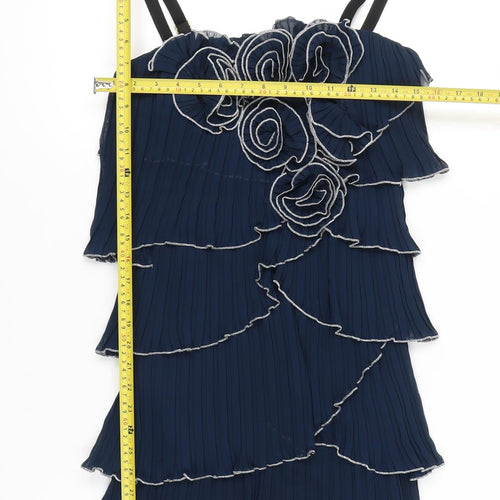 River Island Womens Blue Size 10 Shift Ruffle Cocktail Dress