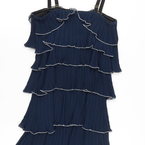 River Island Womens Blue Size 10 Shift Ruffle Cocktail Dress