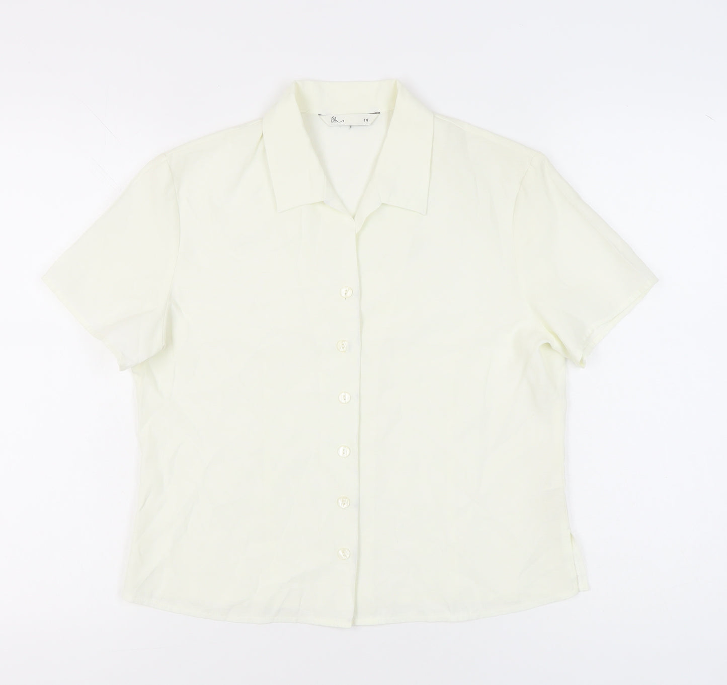 BHS Women’s Ivory Short Sleeve Button-Up Shirt Size 14