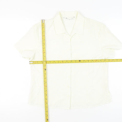 BHS Women’s Ivory Short Sleeve Button-Up Shirt Size 14